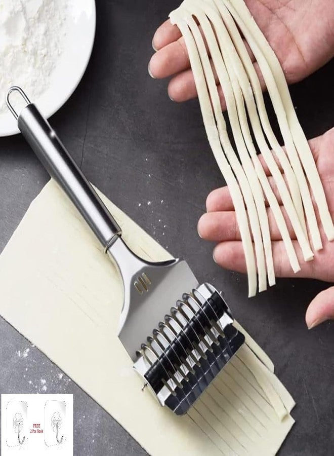 BEYOND BASIC Stainless Steel Pasta Noodle Cutter,High Grade Stainless Steel Pasta Spaghetti Maker Noodle Lattice Roller,Dough Cutter Mincer Kitchen Cooking Tools (Noodle Cutter) - Image 1